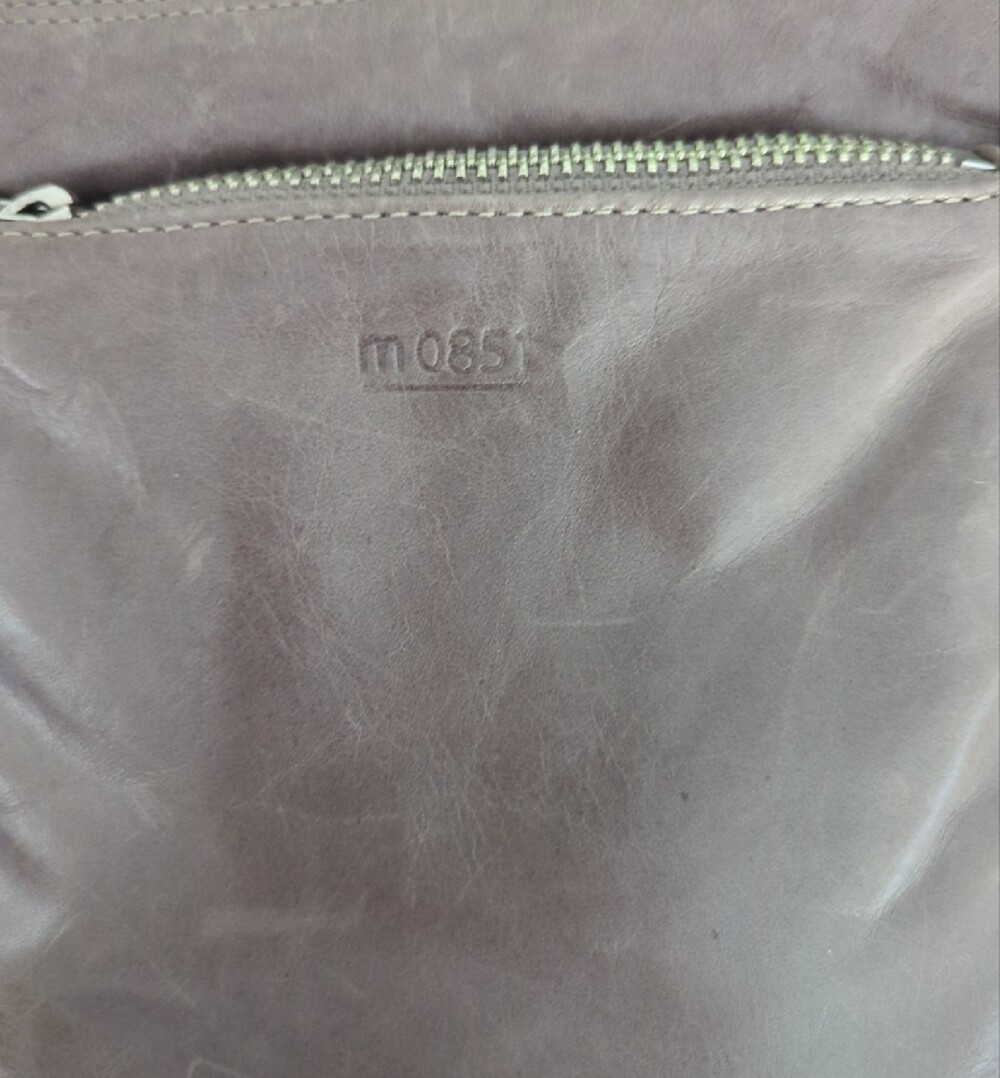 M0851 Taupe Purple Grey Leather Crossbody Bag - Minimal Shoulder Bag - Picture 3 of 3